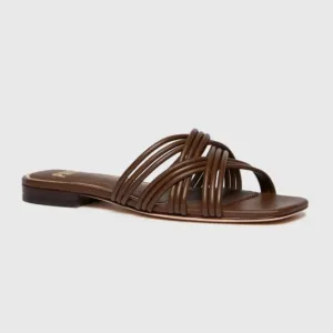 PAIGE Dina slide sandals in chocolate brown