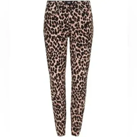 Paige Leopard Hoxton Ankle Raw Hem Jean EUC