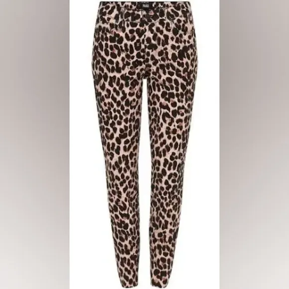 Paige Leopard Hoxton Ankle Raw Hem Jean EUC
