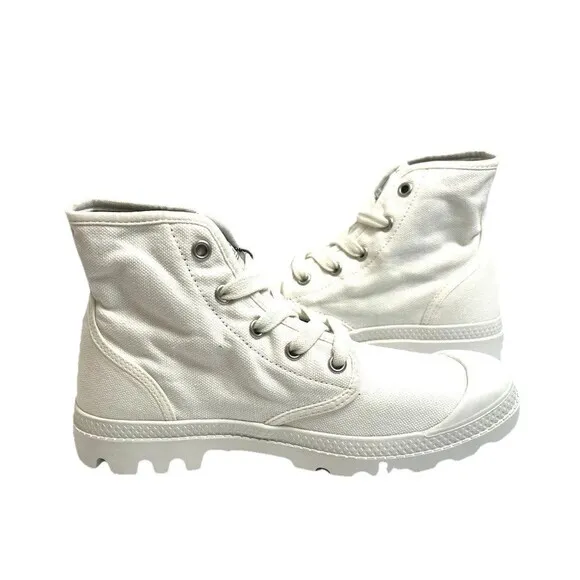 Palladium Pampa Hi Boots Women’s Sz 7 Organic Sneakers Star White Chunky Retro