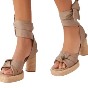 Paloma Barcelo Beige Luna Tie-Up Strappy Heels..... Size 40/US 9.5