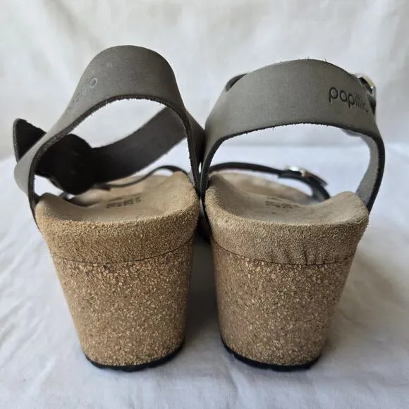 Papillio by Birkenstock Soley Women's Nubuck Wedge Sandals Gray Size 39/US 8-8.5