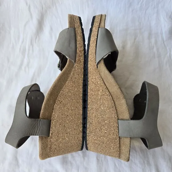 Papillio by Birkenstock Soley Women's Nubuck Wedge Sandals Gray Size 39/US 8-8.5