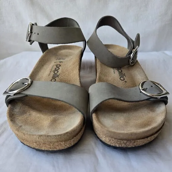 Papillio by Birkenstock Soley Women's Nubuck Wedge Sandals Gray Size 39/US 8-8.5