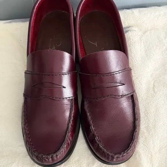 Pappagallo Burgundy Leather Penny Loafers Vtg 8M Made in Italy Preppy Old Money