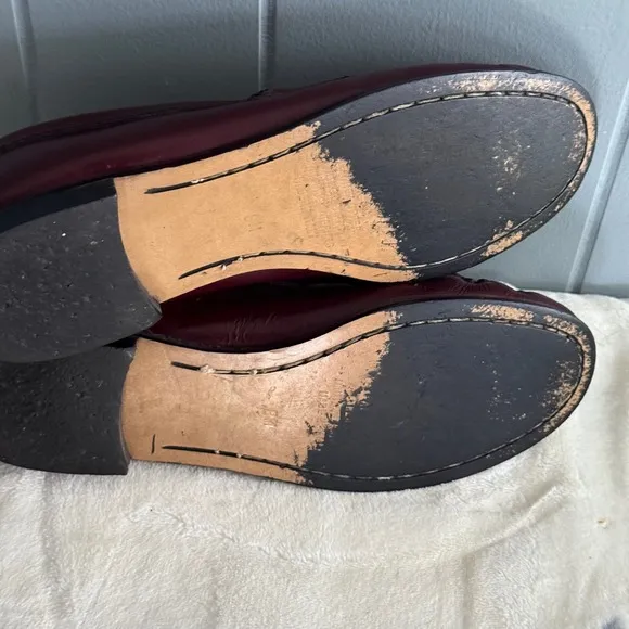 Pappagallo Burgundy Leather Penny Loafers Vtg 8M Made in Italy Preppy Old Money