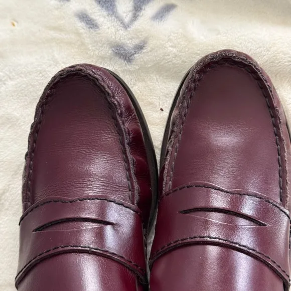 Pappagallo Burgundy Leather Penny Loafers Vtg 8M Made in Italy Preppy Old Money