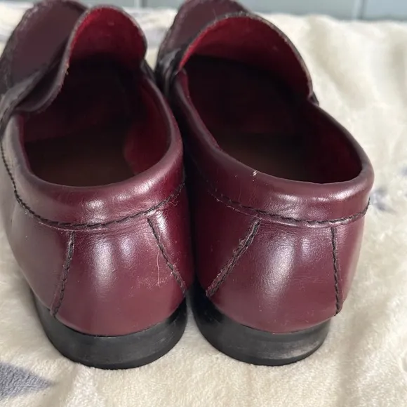 Pappagallo Burgundy Leather Penny Loafers Vtg 8M Made in Italy Preppy Old Money