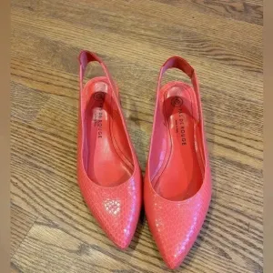 Pas De Rouge Pink Pointed Toe Slingback Flats Size 36.5