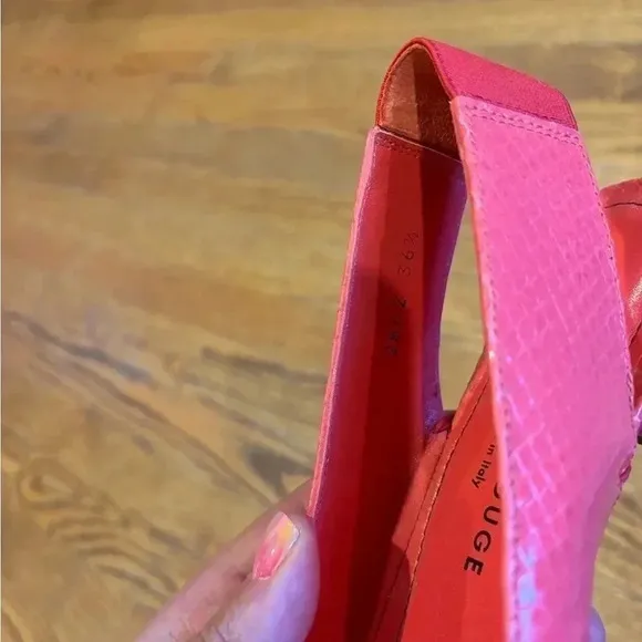 Pas De Rouge Pink Pointed Toe Slingback Flats Size 36.5
