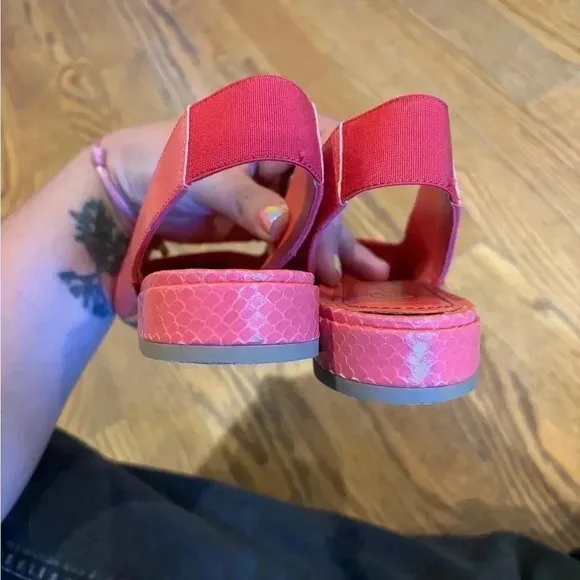 Pas De Rouge Pink Pointed Toe Slingback Flats Size 36.5