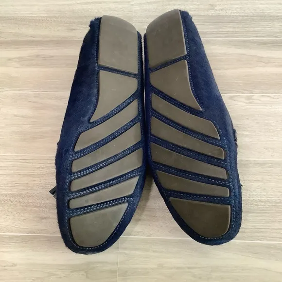 PATRICIA GREEN Calf Hair Driving Loafers Moc Toe Tassels Blue Preppy Classic 11
