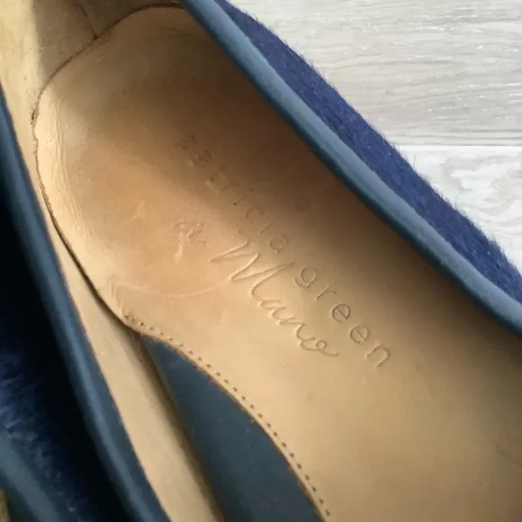 PATRICIA GREEN Calf Hair Driving Loafers Moc Toe Tassels Blue Preppy Classic 11