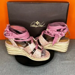 Patricia Nash Blush Pink Bouquet Wedge Platform Espadrilles Size 6 New With Box