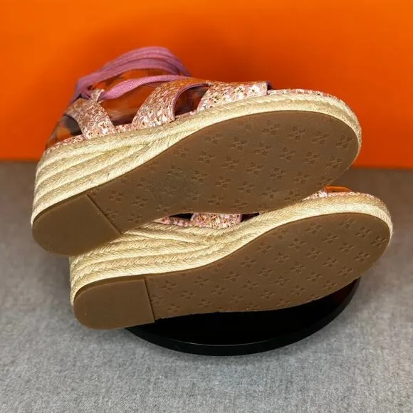 Patricia Nash Blush Pink Bouquet Wedge Platform Espadrilles Size 6 New With Box
