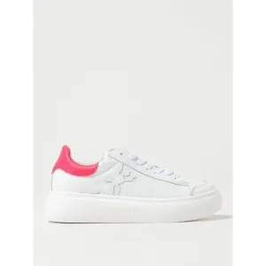 Patrizia Pepe Leather Low Top Sneakers Embossed Logo Women Fuchsia