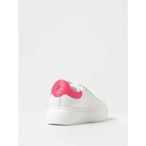 Patrizia Pepe Leather Low Top Sneakers Embossed Logo Women Fuchsia