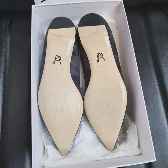 Paul Andrew Zoya Suede Flats in Gravel - Size 9 - Box, Dust Bag, Care Card