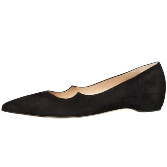 Paul Andrew Zoya Suede Flats in Gravel - Size 9 - Box, Dust Bag, Care Card