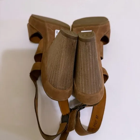 Paul Green Platform Heels Sandals Womens Shoes Brown Leather Strappy SZ 5.5