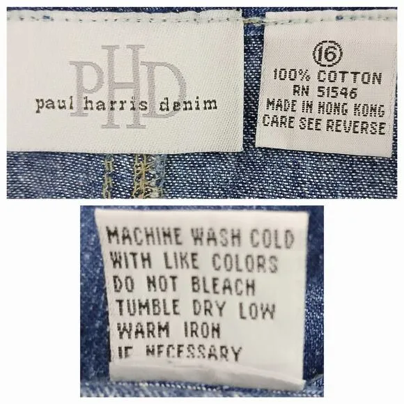 Paul Harris Design VTG SZ 16/Fits like 14 Maxi Denim Skirt Button Front Pockets