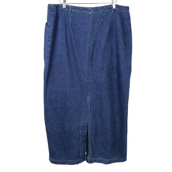 Paul Harris Design VTG SZ 16/Fits like 14 Maxi Denim Skirt Button Front Pockets