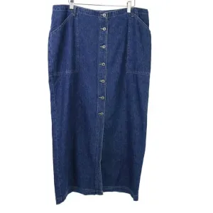 Paul Harris Design VTG SZ 16/Fits like 14 Maxi Denim Skirt Button Front Pockets