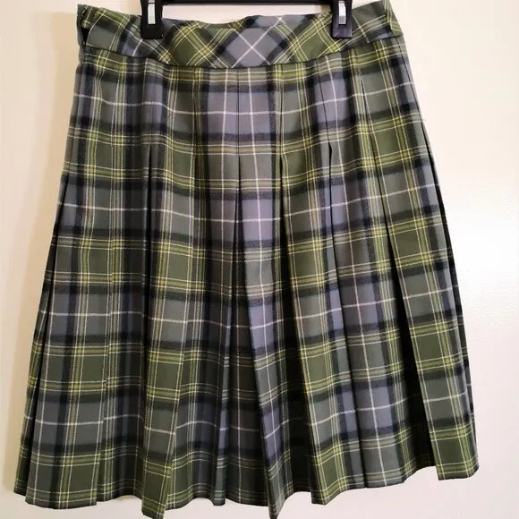 Pendleton Women's 100% Wool Pleated Midi Skirt Green/Grey Size 10P