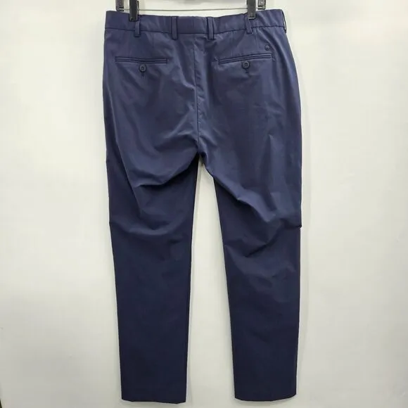 Peter Millar Crown Performance Navy Blue Dress Pants 34x30 Flat Front Trousers