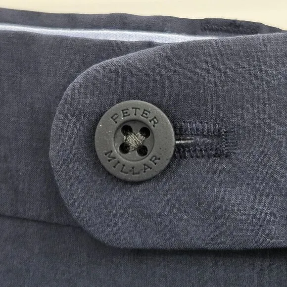 Peter Millar Crown Performance Navy Blue Dress Pants 34x30 Flat Front Trousers