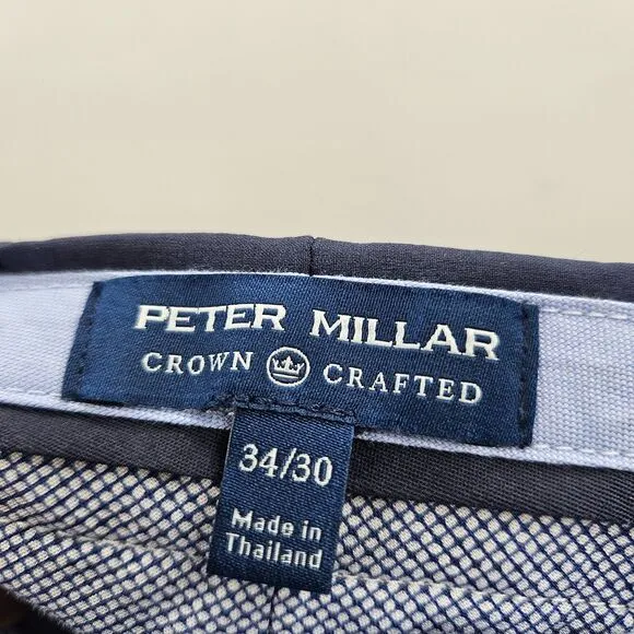 Peter Millar Crown Performance Navy Blue Dress Pants 34x30 Flat Front Trousers