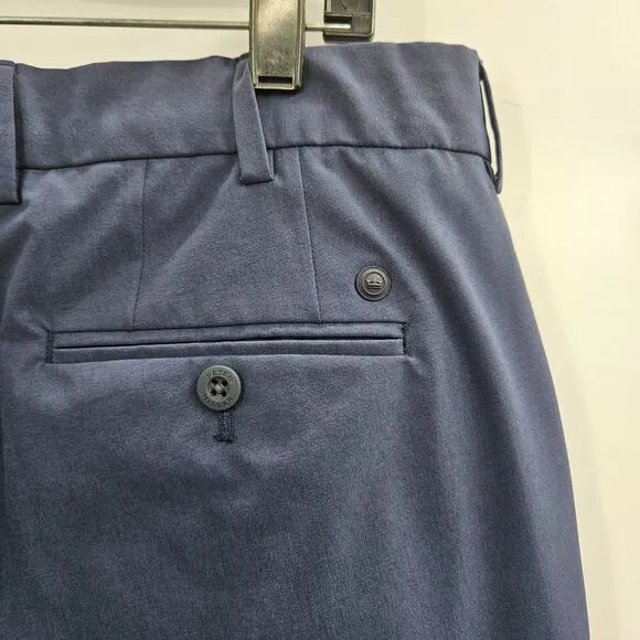 Peter Millar Crown Performance Navy Blue Dress Pants 34x30 Flat Front Trousers