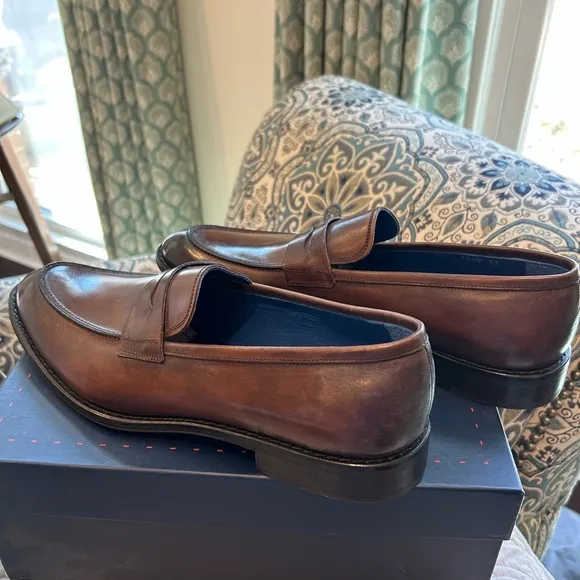 Peter Millar Men's Burnished Penny Loafers in Brown
