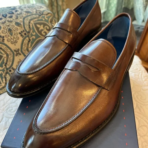 Peter Millar Men's Burnished Penny Loafers in Brown
