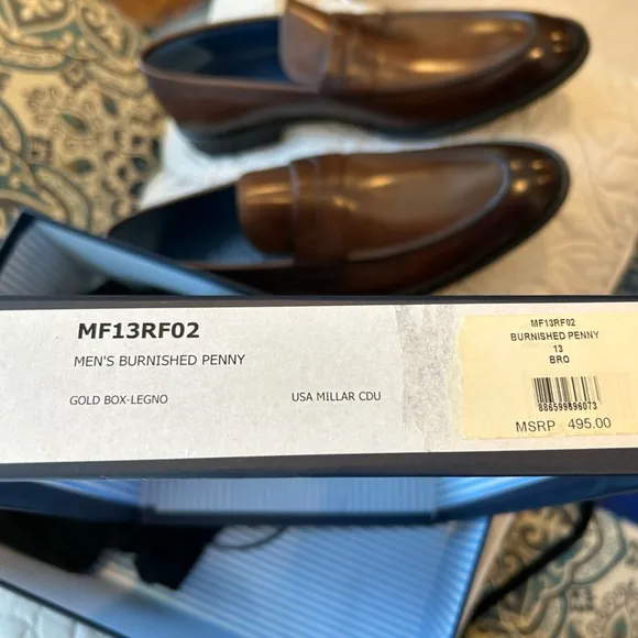 Peter Millar Men's Burnished Penny Loafers in Brown