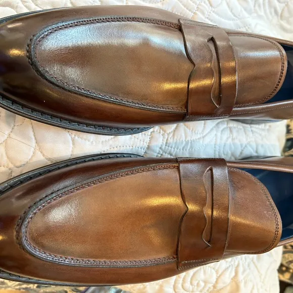 Peter Millar Men's Burnished Penny Loafers in Brown