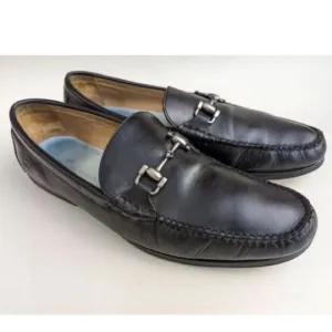 Peter Millar Men's Size 9.5 Horsebit Loafers Black Leather Classic Office Casual