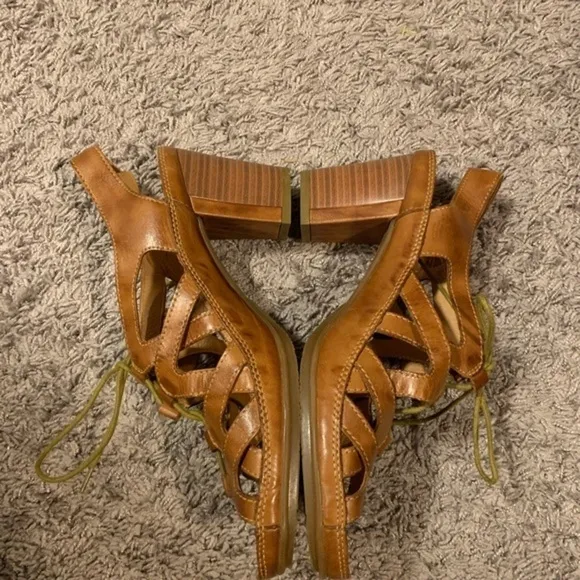 Pikolinos Leather Gladiator Strappy Heel Sandals Heels Brown Size 41, 10.5-11