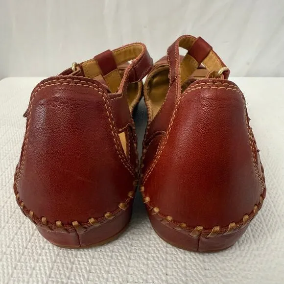 Pikolinos Sandals Women's Size 11 Red Tan P Vallarta 41 EU Leather Flat Boho