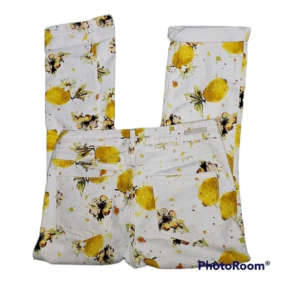 Pilcro and Letterpress for Anthropologie Highrise Lemon Novelty Cropped Jeans 28