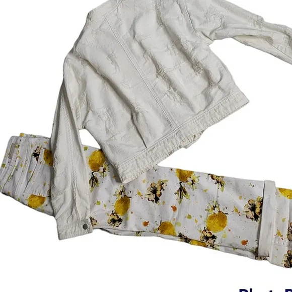 Pilcro and Letterpress for Anthropologie Highrise Lemon Novelty Cropped Jeans 28