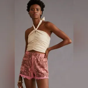 Pilcro Scrunchie Shorts-RED MOTIF