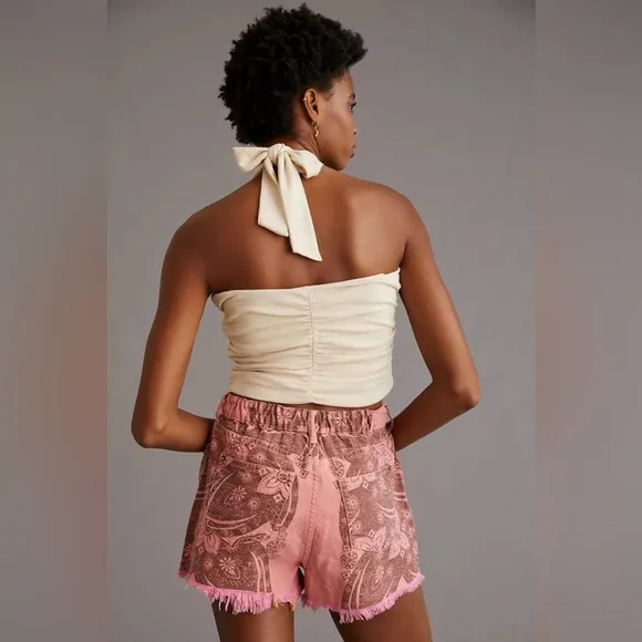 Pilcro Scrunchie Shorts-RED MOTIF