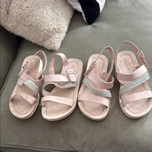 Pink and Silver Strappy Sandals