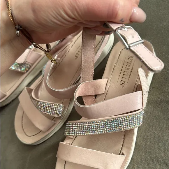 Pink and Silver Strappy Sandals