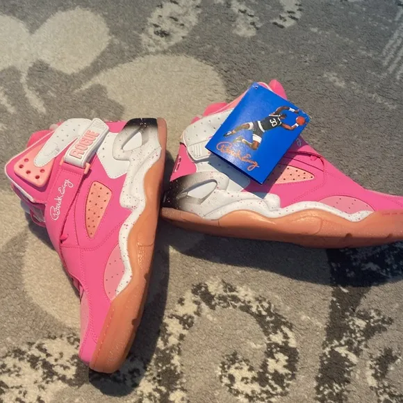 Pink and White High-Top Sneakers