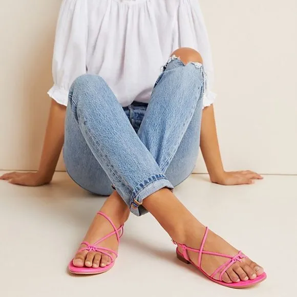 Pink Anthropologie Strappy Open-Toe Sandals (NWT)