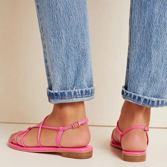 Pink Anthropologie Strappy Open-Toe Sandals (NWT)