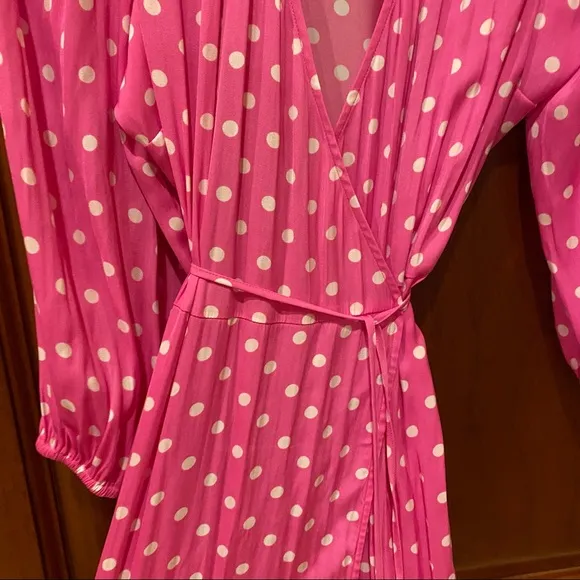 Pink Essentiel Antwerp Vundamental Polka Dot Maxi Wrap Dress