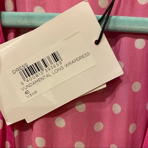 Pink Essentiel Antwerp Vundamental Polka Dot Maxi Wrap Dress